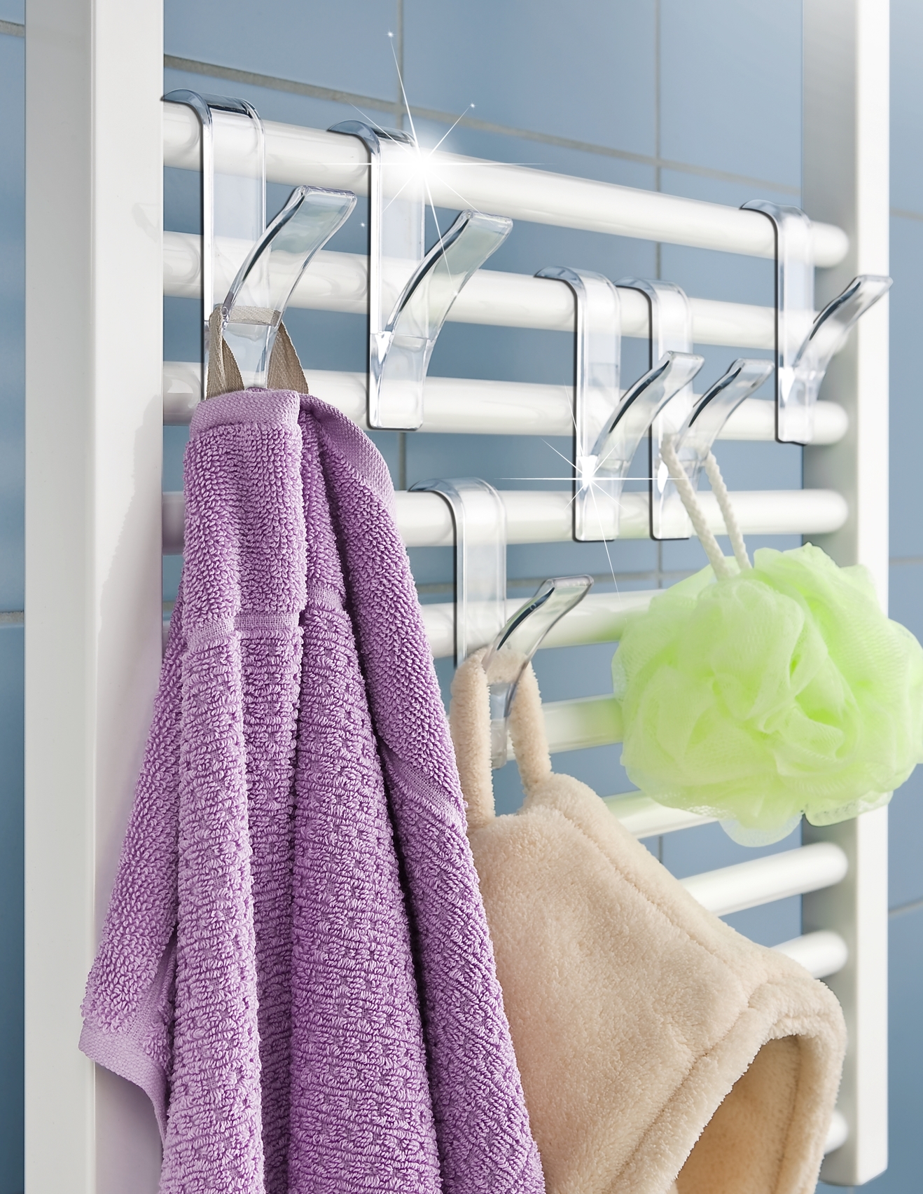 WENKO® - Rundheizkörper Haken weiß 6 Stück Handtuchhaken Handtuchhalter 