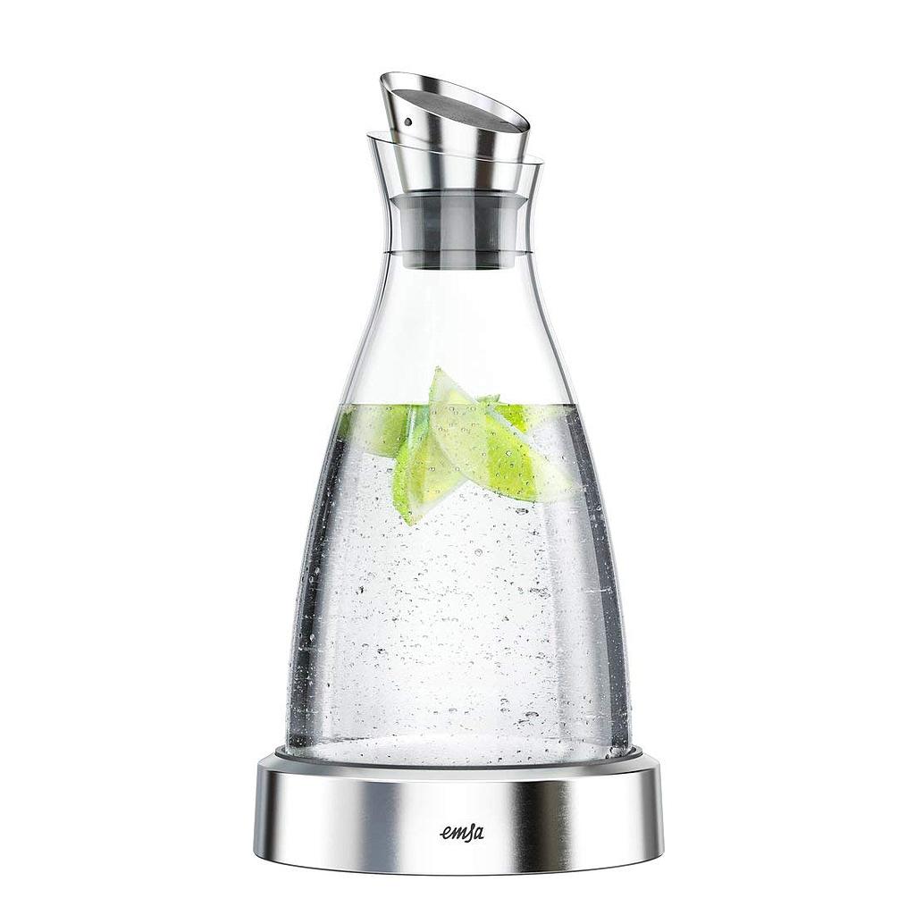Emsa 505219 - Kühlkaraffe &quot;FLOW&quot; Karaffe Glas/Edelstahl, 1,00 Liter (4 Std. kühl, spülmaschinenfest, integriertes Kühlelement)