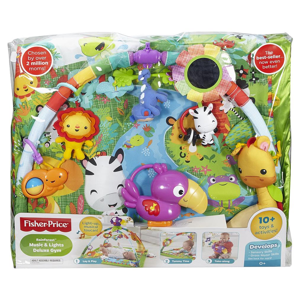 Mattel Fisher-Price DFP08 Rainforest Erlebnisdecke mit farbenfrohen Motiven