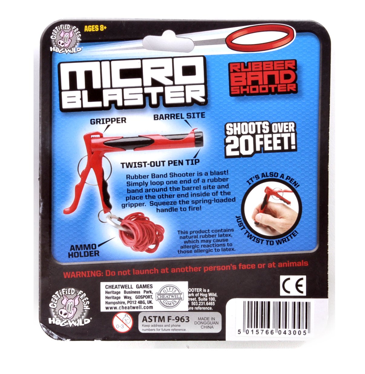 Micro Blaster - Gummiband-Schleuder mit Kuli-Funktion