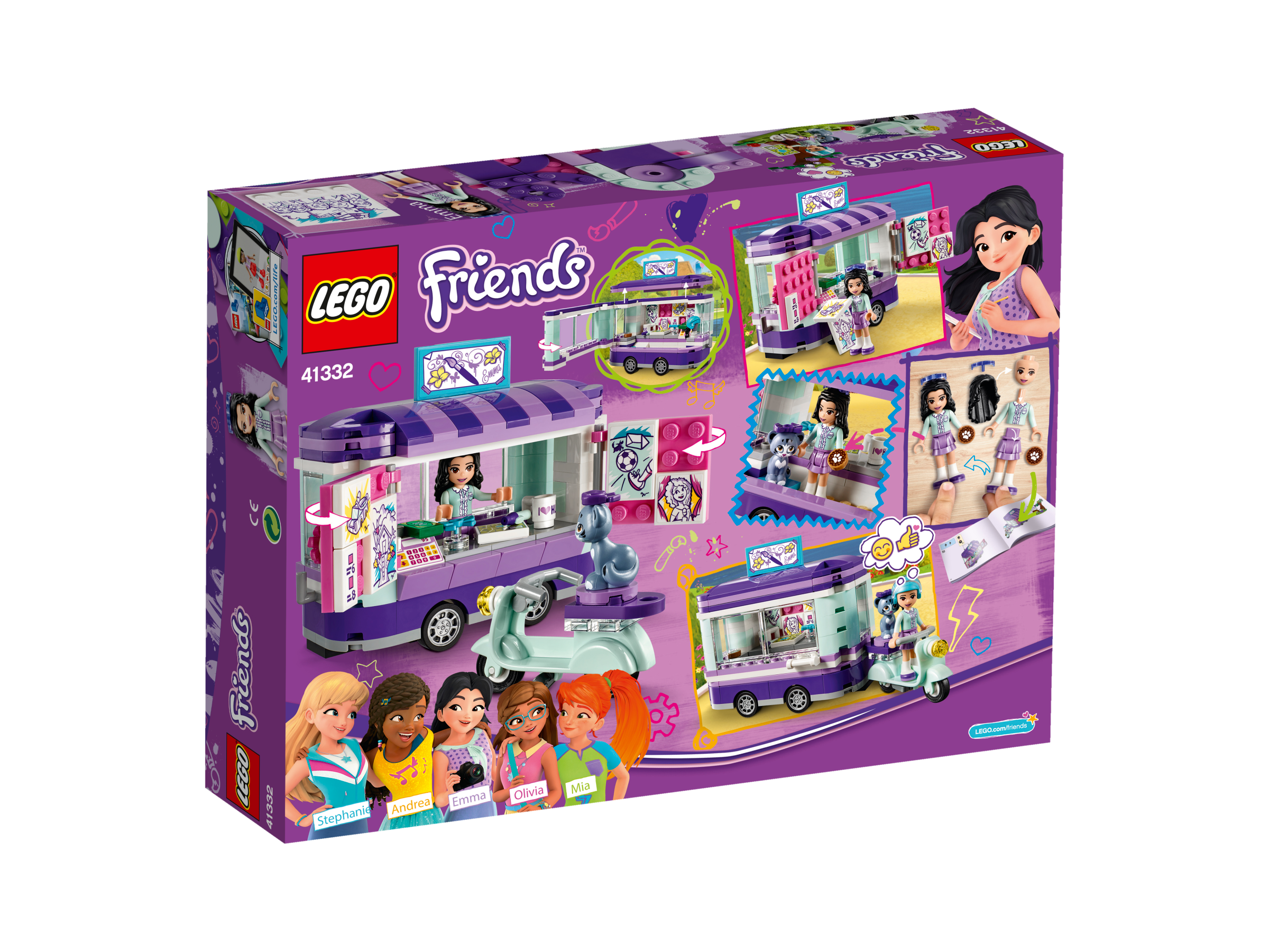 LEGO® Friends 41332 - Emmas rollender Kunstkiosk, Cooles Kinderspielzeug